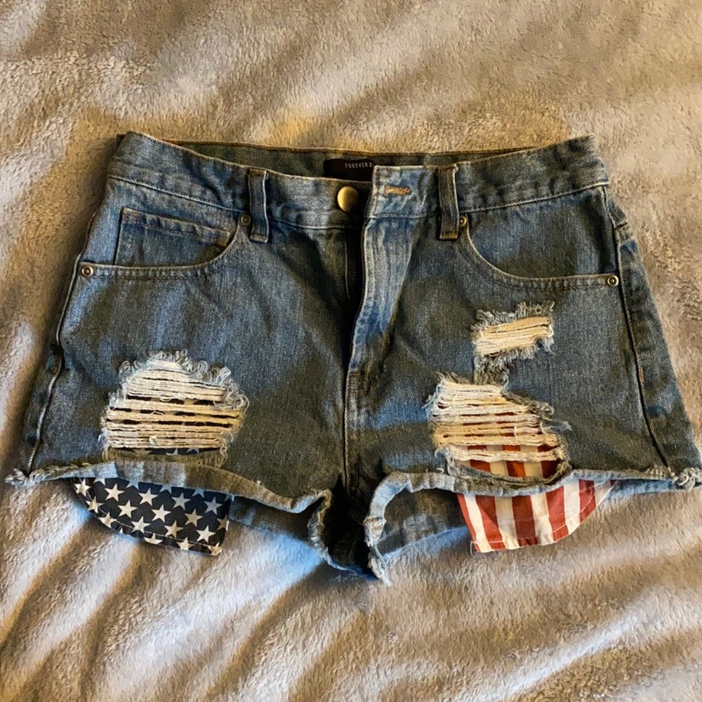 American Flag Jean Shorts